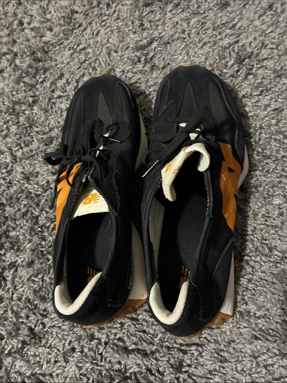 New Balance Black and Orange Retro Sneakers